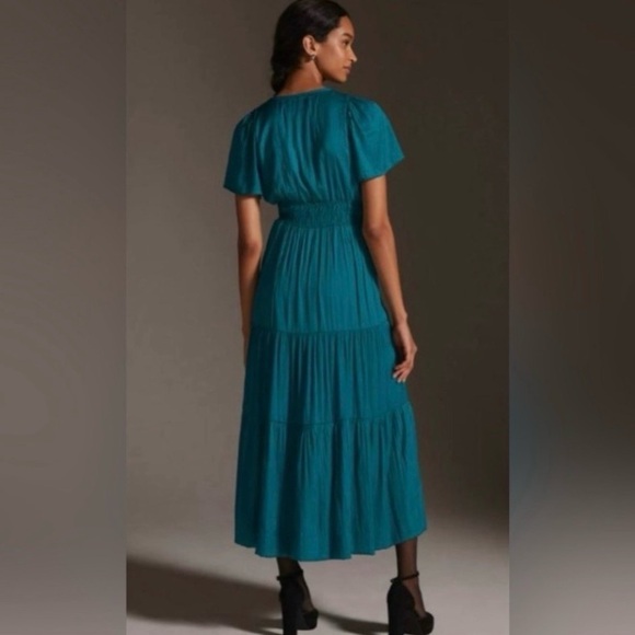 Anthropologie Silky Somerset Maxi Dress in Teal Size Medium - Picture 5 of 9
